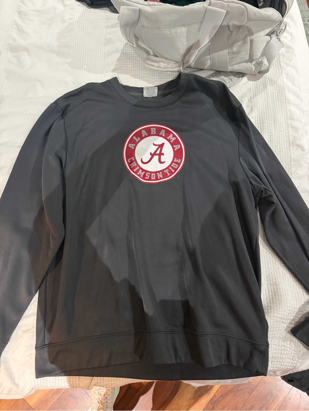 Stadium Athletics Kids Black Long-Sleeve Crewneck with Crimson Alabama Logo